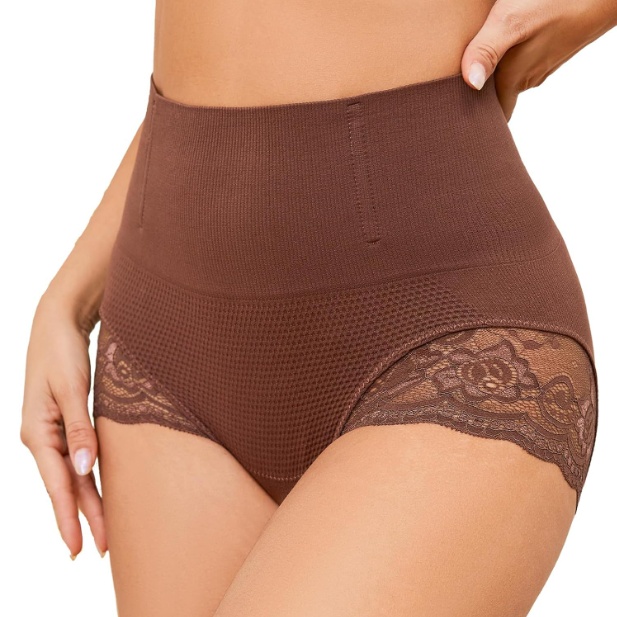 Womens Plus Elegant Panties Plus Size Lace High Waist Tummy Control Briefs